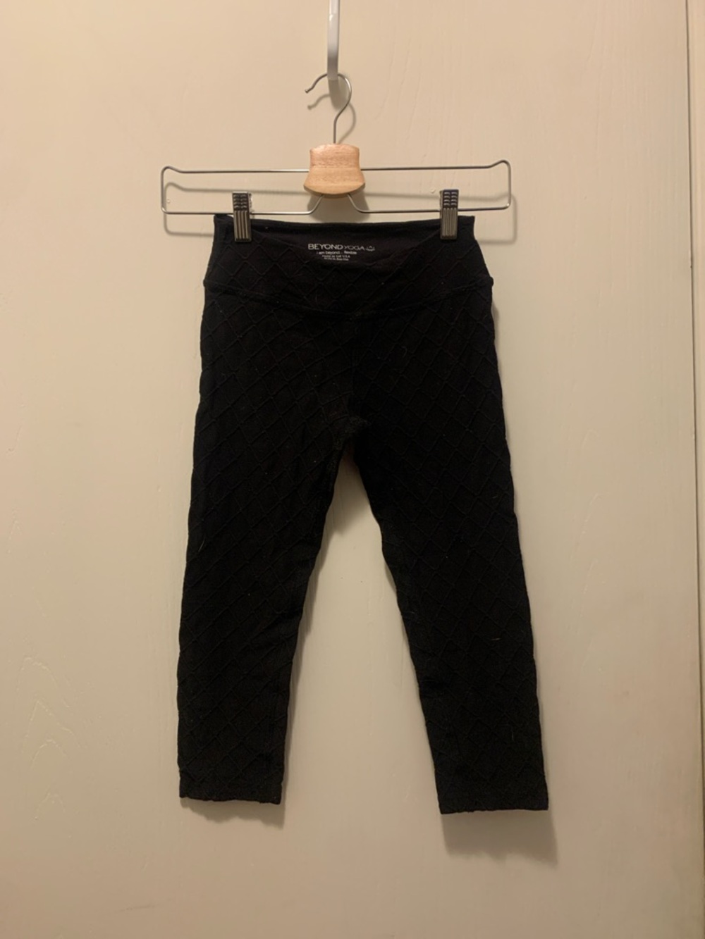 Beyond Yoga Kids Black Quilted Capri Leggings - Cozy Stretch
